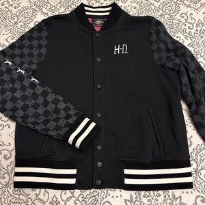 Harley Davidson Black and Gray Varsity Jacket